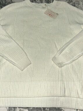 Wishlist Cream Ribbed Crewneck Sweater